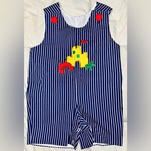 Jacob’s Ladder Boutique striped Jon Jon with crab and castle applique sz 18 mo